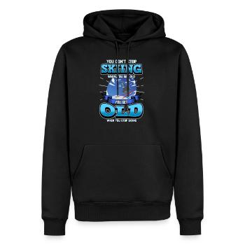 Drôle de ski skieur montagnes ski disant cadeau - Sweat à capuche Premium bio Homme - noir - Devant - Nico (187cm)