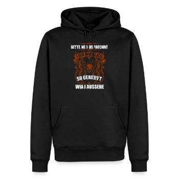 Bayerische Sprüche Dialekt Bayern Geschenk - Männer Premium Bio Hoodie - Schwarz - Vorne - Nico (187cm)