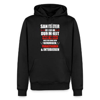 Sanitäter Rettungssanitäter Rettungsdienst - Männer Premium Bio Hoodie - Schwarz - Vorne - Nico (187cm)
