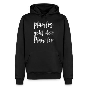 planlos geht der Plan los - Männer Premium Bio Hoodie - Schwarz - Vorne - Nico (187cm)