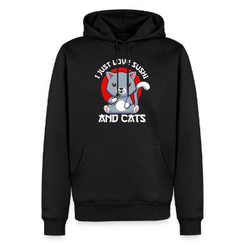 Cadeau de chat de chat d'anime de sushi - Sweat à capuche Premium bio Homme - noir - Devant - Nico (187cm)