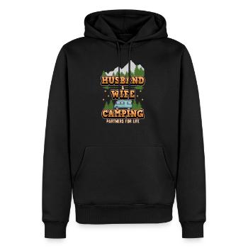 Camping mari femme disant camping cadeau - Sweat à capuche Premium bio Homme - noir - Devant - Nico (187cm)