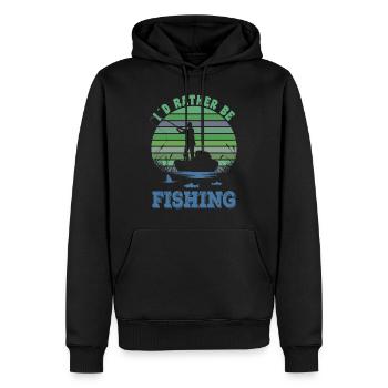I D Rather Be Fishing Fan Angler Geschenk T-Shirt - Männer Premium Bio Hoodie - Schwarz - Vorne - Nico (187cm)