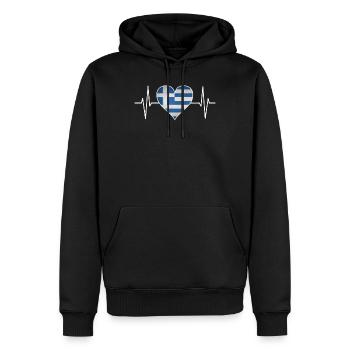 Grèce Grèce drapeau coeur cadeau de ligne ECG - Sweat à capuche Premium bio Homme - noir - Devant - Nico (187cm)