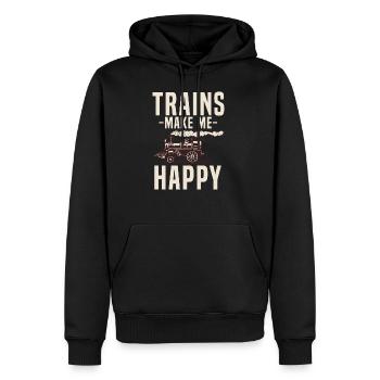 Les trains - Sweat à capuche Premium bio Homme - noir - Devant - Nico (187cm)