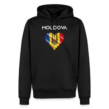 Moldau Moldawien Moldova Herz Flagge Geschenk - Männer Premium Bio Hoodie - Schwarz - Vorne - Nico (187cm)