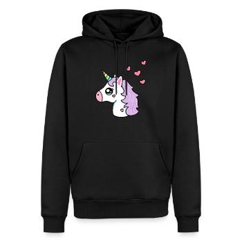 unicorn emoji with hearts - unicorn emoji - Men’s Premium Organic Hoodie - black - Front - Nico (187cm)