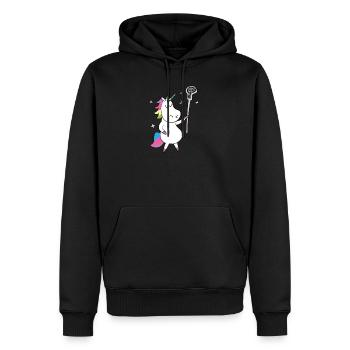 Lacrosse Player Girls Unicorn Gift For Mom And - Men’s Premium Organic Hoodie - black - Front - Nico (187cm)