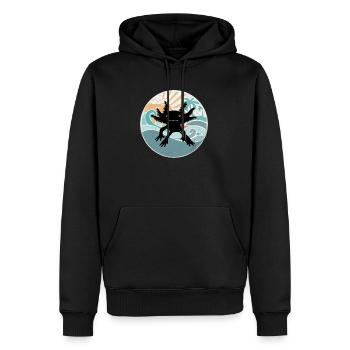Axolotl Retro Strand Design Lustig - Männer Premium Bio Hoodie - Schwarz - Vorne - Nico (187cm)