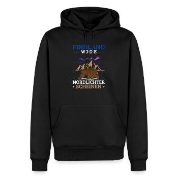 Finnland Spruch Flagge Nordlichter - Männer Premium Bio Hoodie - Schwarz - Vorne - Nico (187cm)
