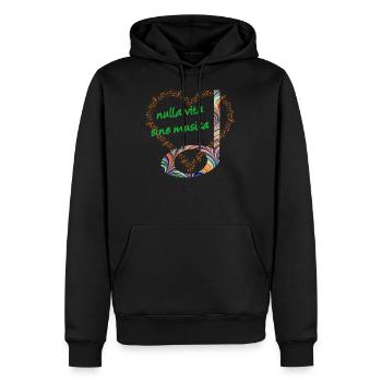 demi-note e 7 pas de vie sans musique latine - Sweat à capuche Premium bio Homme - noir - Devant - Nico (187cm)