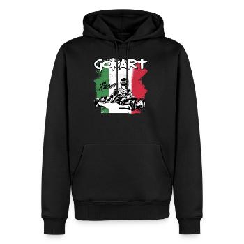karting italia - Sweat à capuche Premium bio Homme - noir - Devant - Nico (187cm)