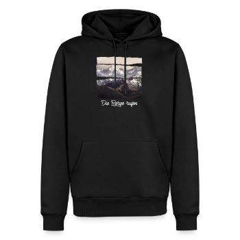 die berge rufen - Männer Premium Bio Hoodie - Schwarz - Vorne - Nico (187cm)