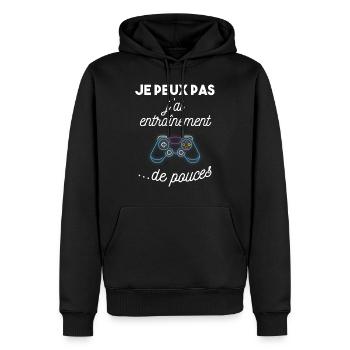 jeux videos - Sweat à capuche Premium bio Homme - noir - Devant - Nico (187cm)