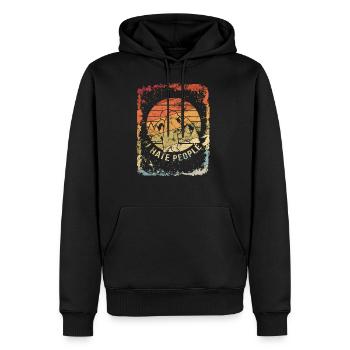 Retro Vintage I Hate People Bär Camping Berge Gesc - Männer Premium Bio Hoodie - Schwarz - Vorne - Nico (187cm)