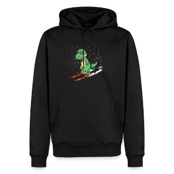 Lustiges T-Rex Ski - Männer Premium Bio Hoodie - Schwarz - Vorne - Nico (187cm)