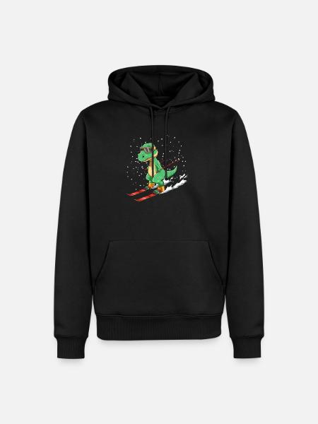 Funny T-Rex ski - Men’s Premium Organic Hoodie - black