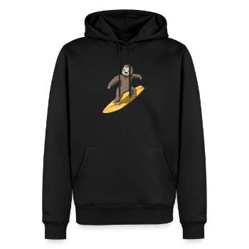 Lustiger Sloth Surfer - Surfing - Männer Premium Bio Hoodie - Schwarz - Vorne - Nico (187cm)