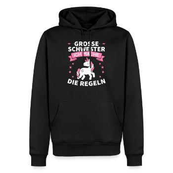 Große Schwester Ich mache Die Regeln Geschenk - Männer Premium Bio Hoodie - Schwarz - Vorne - Nico (187cm)