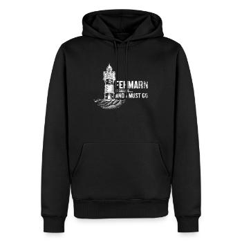 Fehmarn ruft Ostsee Spruch Leuchtturm - Männer Premium Bio Hoodie - Schwarz - Vorne - Nico (187cm)
