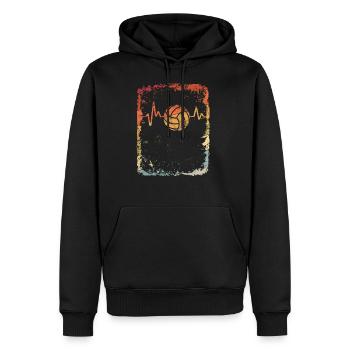 Retro Volleyball Herzschlag Vintage Geschenk - Männer Premium Bio Hoodie - Schwarz - Vorne - Nico (187cm)