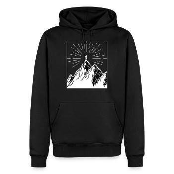 Hiking, climbing, climb, walking, mountain, hike, - Männer Premium Bio Hoodie - Schwarz - Vorne - Nico (187cm)