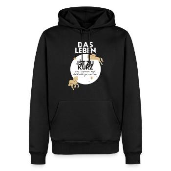 PFERD PFERDE Pferdefan das Leben ist zu kurz ... - Männer Premium Bio Hoodie - Schwarz - Vorne - Nico (187cm)