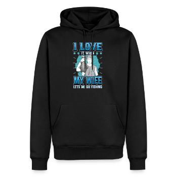 Angler Saint Valentin drôle disant cadeau femme - Sweat à capuche Premium bio Homme - noir - Devant - Nico (187cm)
