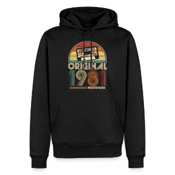 1981 Vintage Vintage Anniversaire Rétro Cadeau - Sweat à capuche Premium bio Homme - noir - Devant - Nico (187cm)