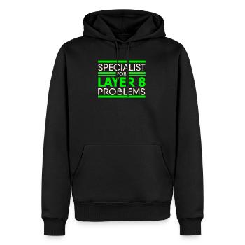 Specialist For Layer 8 Problems IT Support Admin - Männer Premium Bio Hoodie - Schwarz - Vorne - Nico (187cm)