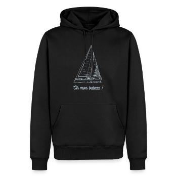 Oh mon bateau ! - Sweat à capuche Premium bio Homme - noir - Devant - Nico (187cm)