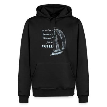 Pas besoin de thérapie, j'ai la Voile - Sweat à capuche Premium bio Homme - noir - Devant - Nico (187cm)