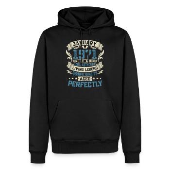 Né en janvier 1971 Legends 50e anniversaire - Sweat à capuche Premium bio Homme - noir - Devant - Nico (187cm)