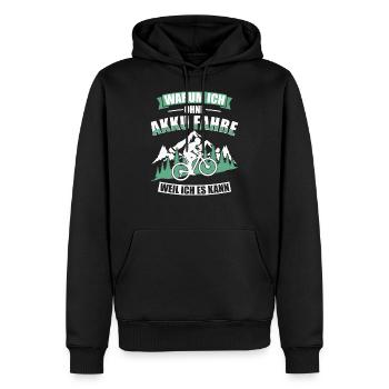 Ohne Akku weil ich es kann MTB Mountainbiker - Männer Premium Bio Hoodie - Schwarz - Vorne - Nico (187cm)