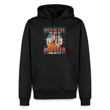 Pêche Pêche Buveur de bière Cadeau drôle - Sweat à capuche Premium bio Homme - noir - Devant - Nico (187cm)