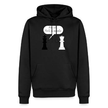 T-shirt échecs humour, idée cadeau joueur - Sweat à capuche Premium bio Homme - noir - Devant - Nico (187cm)