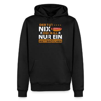 Mett Liebhaber Mettbrötchen - Männer Premium Bio Hoodie - Schwarz - Vorne - Nico (187cm)