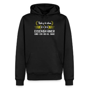 Eisenbahner Eisenbahn Geschenk - Männer Premium Bio Hoodie - Schwarz - Vorne - Nico (187cm)