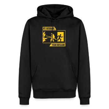 Mon mari, votre mari - Sweat à capuche Premium bio Homme - noir - Devant - Nico (187cm)