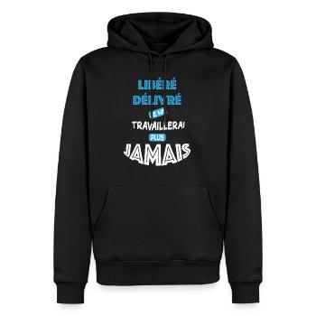 Libéré Délivré Retraité Humour Cadeau Retraite - Sweat à capuche Premium bio Homme - noir - Devant - Nico (187cm)