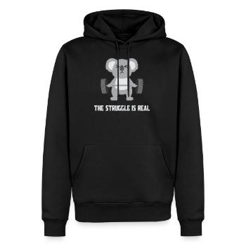 Soulevé de terre - Sweat à capuche Premium bio Homme - noir - Devant - Nico (187cm)