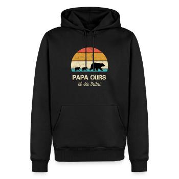 papa ours petits ours - Sweat à capuche Premium bio Homme - noir - Devant - Nico (187cm)