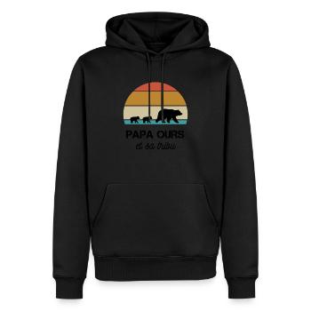 papa ours petits ours vintage - Sweat à capuche Premium bio Homme - noir - Devant - Nico (187cm)