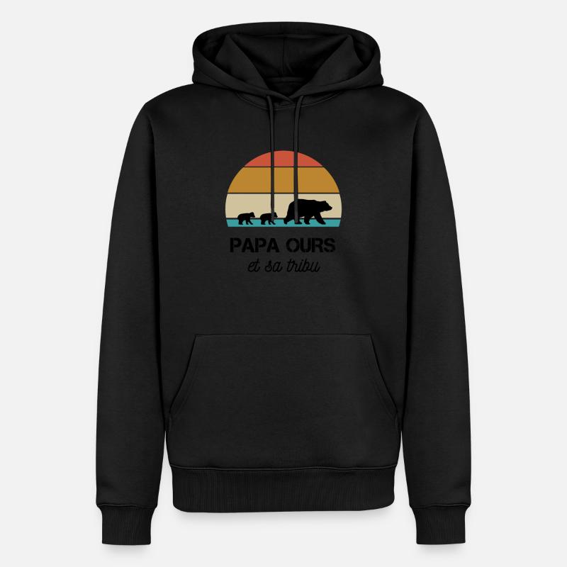papa ours petits ours vintage - Sweat à capuche Premium bio Homme - noir