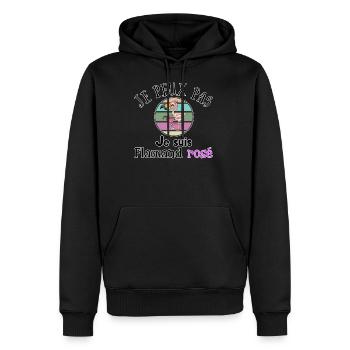 Je peux pas▪Je peux pas je suis Flamand rosé - Sweat à capuche Premium bio Homme - noir - Devant - Nico (187cm)