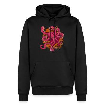 Oktopus - Männer Premium Bio Hoodie - Schwarz - Vorne - Nico (187cm)
