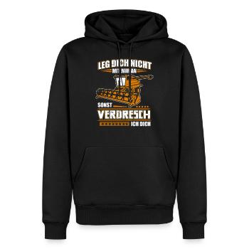 Leg sich nicht mit mir an sonst verdresch ich dich - Männer Premium Bio Hoodie - Schwarz - Vorne - Nico (187cm)