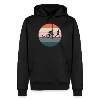 Sports d'endurance de triathlon tout autour de cadeau rétro - Sweat à capuche Premium bio Homme - noir - Devant - Nico (187cm)