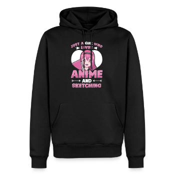 Just A Girl Who Loves Anime And Sketching - Anime - Sweat à capuche Premium bio Homme - noir - Devant - Nico (187cm)