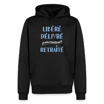 personnalisé pour retraite - Sweat à capuche Premium bio Homme - noir - Devant - Nico (187cm)